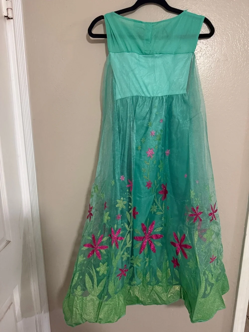 Disney Green Elsa Sparkle Dress with Pink Floral Accents - Picture 3 of 3